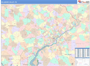 Delaware Valley Metro Area Wall Map Color Cast Style